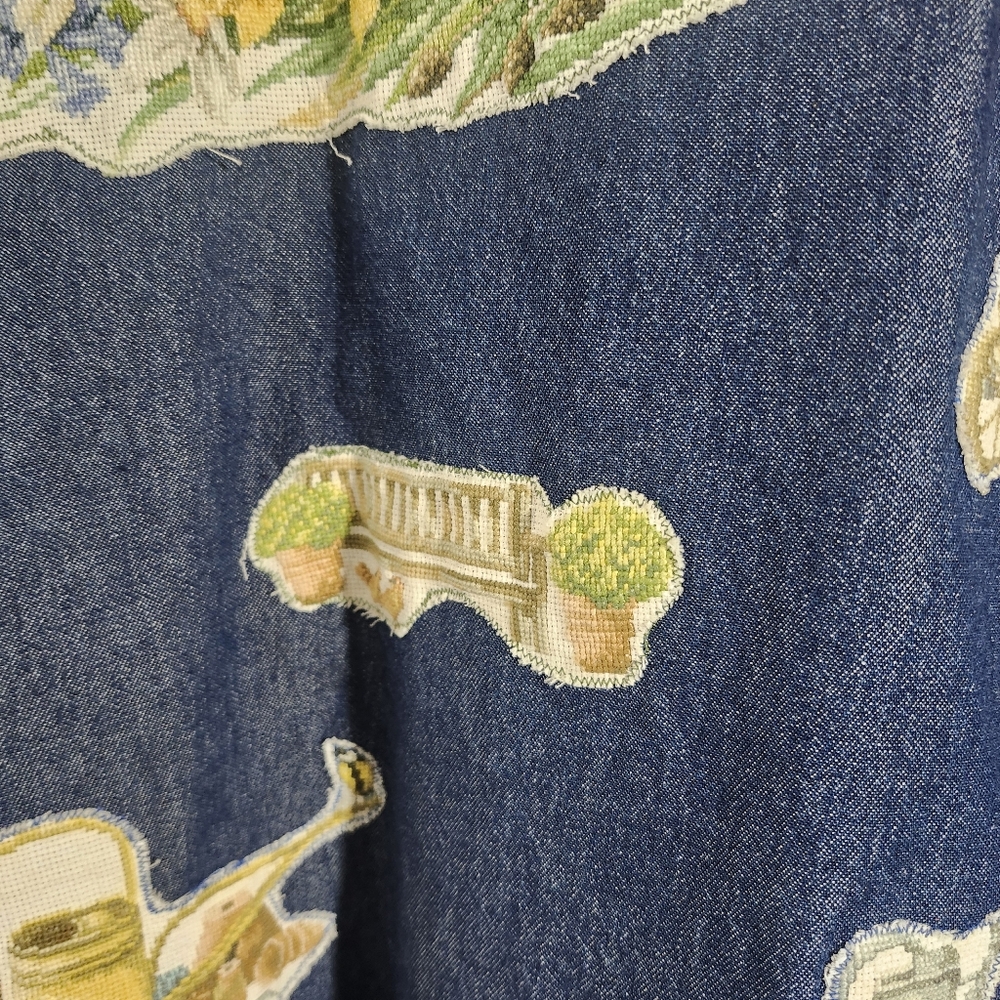 BLAIR Denim Spring Theme Button up Shirt with Patchwork Embroidery Size Large - Picture 5 of 16